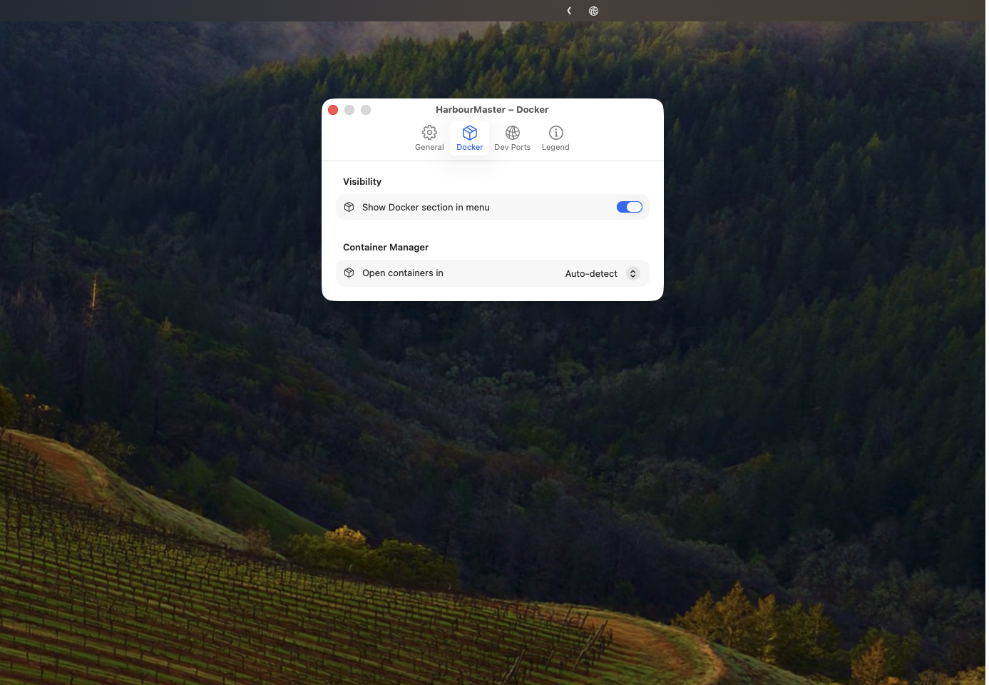 Dev Ports settings